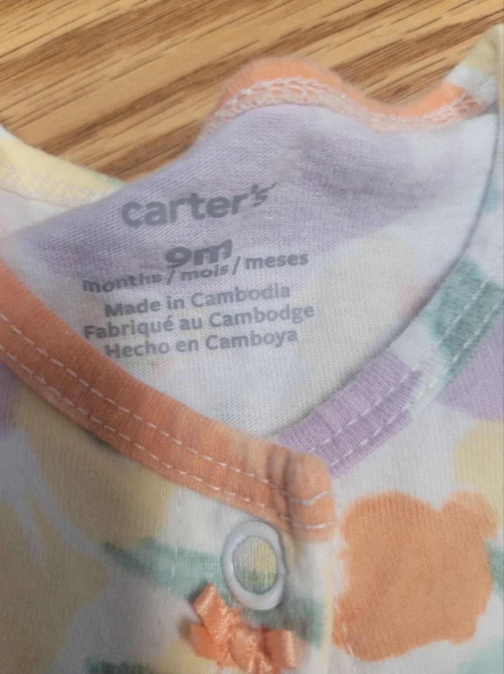 Carters Set Of 3 Baby Rompers 9 Months Yellow Floral